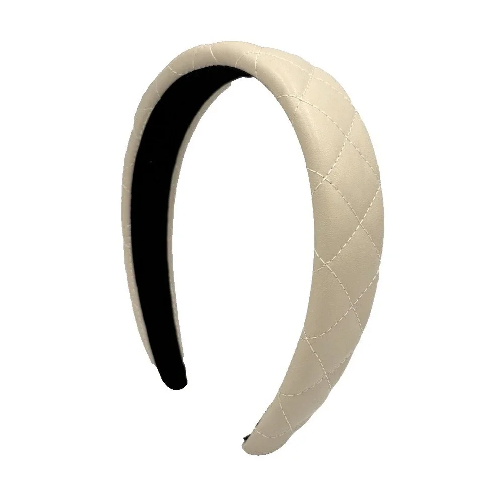 Handmade Neutral Beige Faux Leather‎ Headband Luxury High-End Hair Accessory NEW